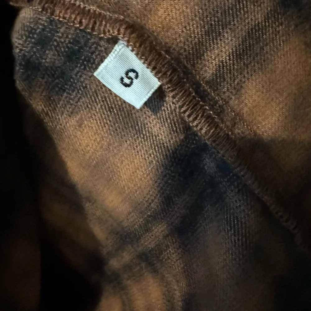 Closed Cotton Shirt Dress 100% Cotton Flannel Plaid Size Small Brown Black EUC - Picture 7 of 7